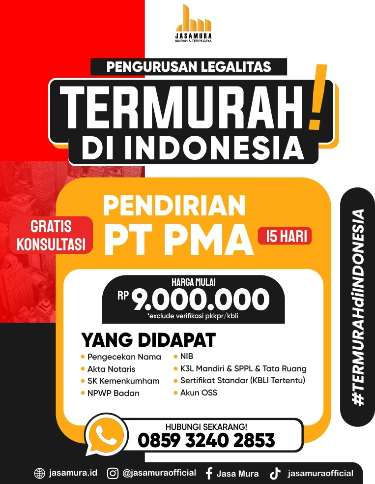 Pendirian PT PMA, Biaya PT PMA