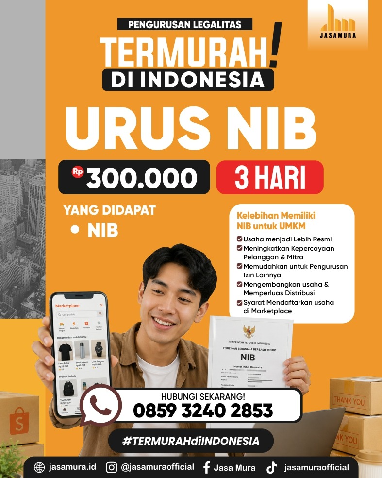 Jasa Pengurusan NIB Toko Online Perorangan Jasamura | 0859-3240-2853