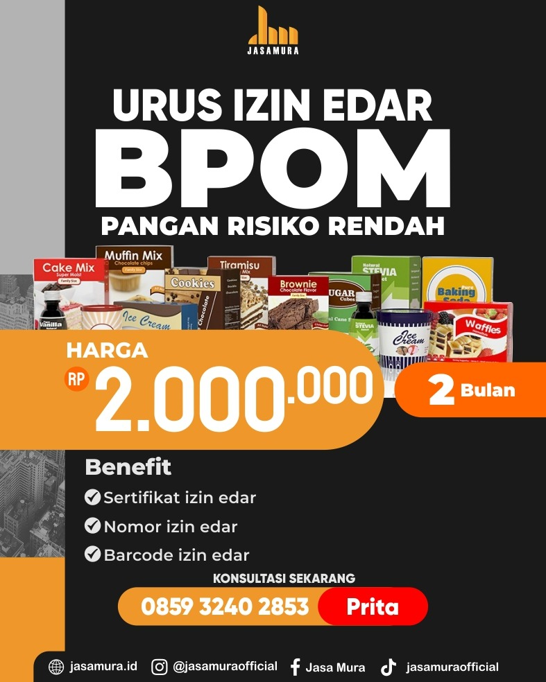 Jasa Pengurusan Izin Edar BPOM di Indonesia Jasamura: 0859-3240-2853