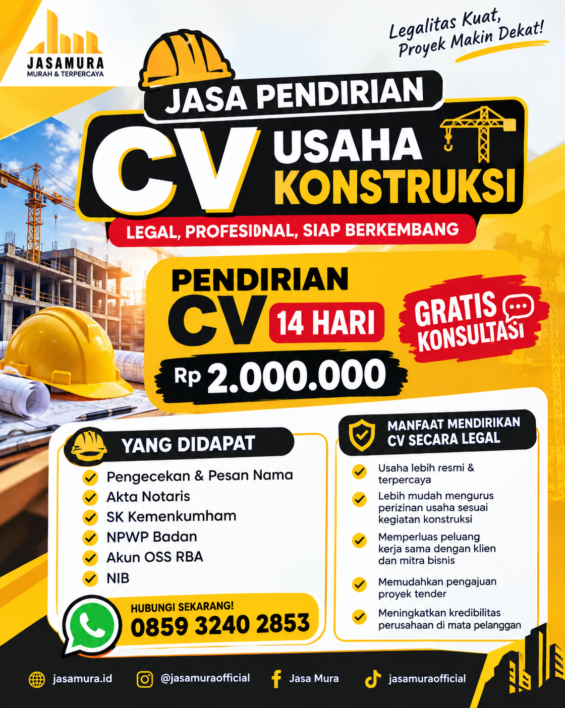 Jasa Pendirian CV untuk Bidang Usaha Konstruksi