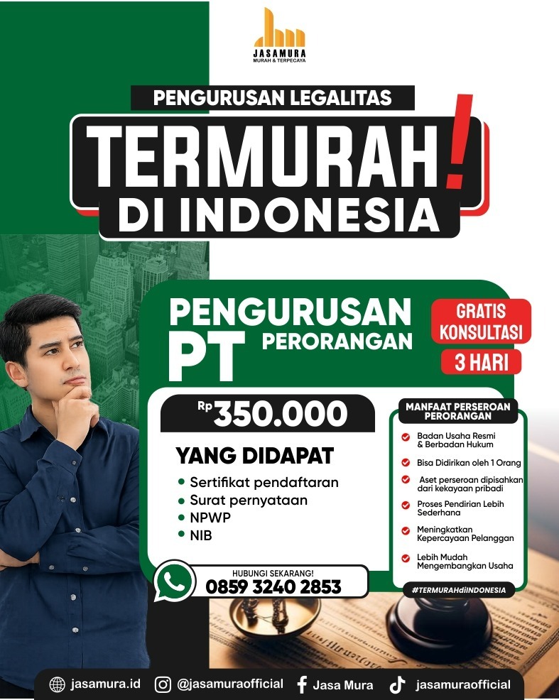 Jasa Pengurusan PT Perorangan Murah dan Terpercaya | 0859 3240 2853